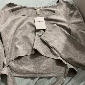 New XL Forever21 crop top workout long sleeve shirt